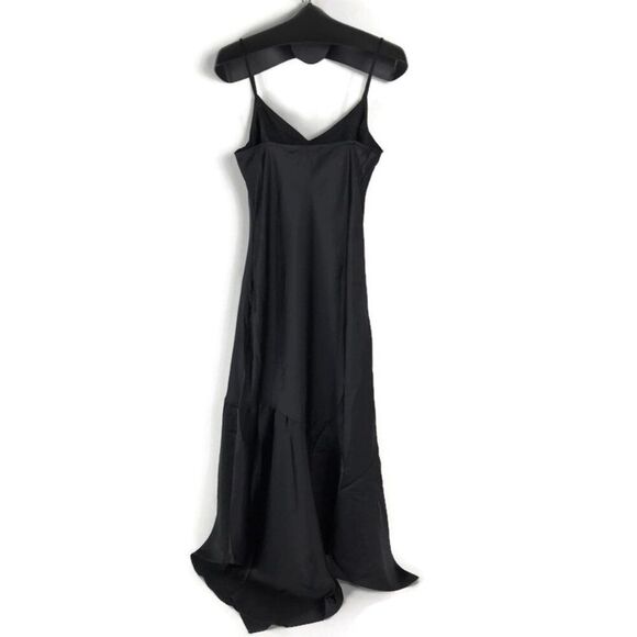 NEW Steve Madden Lucielle Satin Slip Dress Women's Large Black Handkerchief Hem - Picture 5 of 11